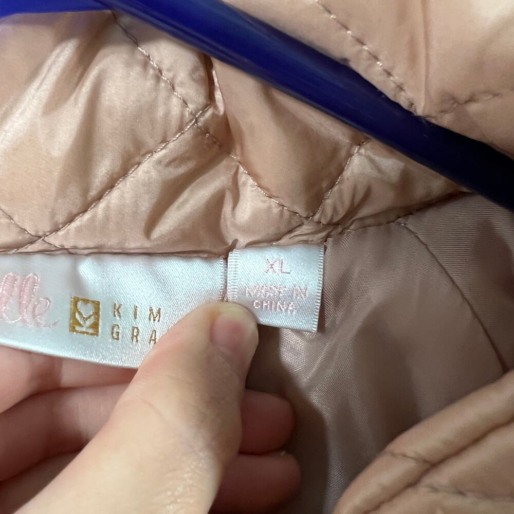 Belle by Kim Gravel Quilted Zip-Front Womens Jacket Rose Gold Size X-Large - Picture 4 of 13